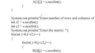 Matrix Addition Java Program