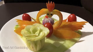 How to make tomato twin swans carving garnish | Food Art Garnishing