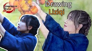 Liziqi speed of drawing 国画家画李子柒