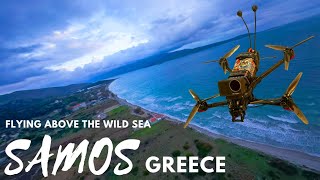 DJI Osmo Action 5 Pro + FPV Drone Flying above wild sea - Samos (Σάμος) Greece GR Mykali beach