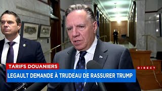 Tarifs douaniers : Legault demande à Trudeau de rassurer Trump