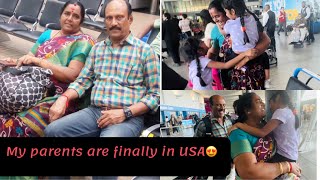 My parents are finally here in USA 🇺🇸😍/Surprising DugguGuddu in Airport /Emotional Day/Teddy Blake👜