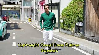 COOFANDY Mens Knit Polo Sweater Long Sleeve Polos Lightweight Casual Dress Pullover Sweaters