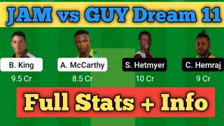 JAM vs GUY Dream 11 | GUY vs JAM Dream 11 | JAM vs GUY Dream 11 Team Prediction