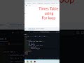 Times Table using JavaScript For Loop