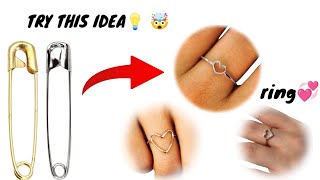 DIY Homemade heart shape ring💍/safety pin  ring making /safety pin ring ideas