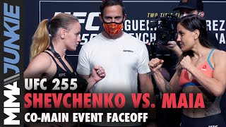 Valentina Shevchenko vs. Jennifer Maia staredown | UFC 255 faceoff