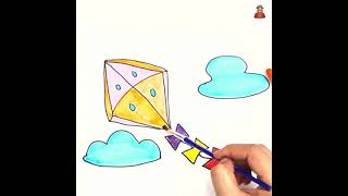 Kite Drawing | How to Draw a Kite | Let's Learn Easy Drawing