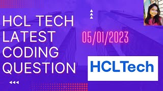 HCL Tech Coding Question || 05/01/2023 || In Java || Latest Question