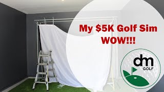 $5K golf simulator set-up featuring Skytrak, MicroBay, Optoma 1080 Darbee and Allturf SuperTee mat