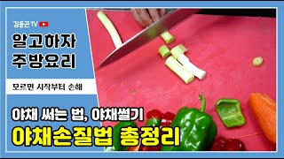 기본 야채 손질, 채소썰기(양상추,피망,고추,양파,대파,양배추)/  초간단 야채 써는 비법 총정리 [술안주레시피]