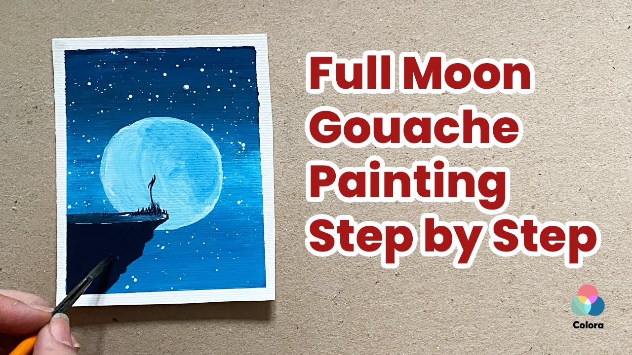Full Moon Gouache Painting Peaceful Night Sky Youtube