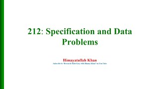 212 Specification Errors and Data Issues