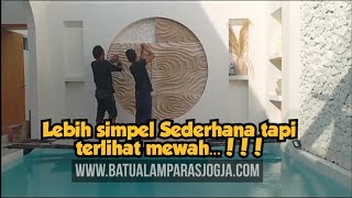 Relief Dinding Kolam : Perpaduan Variasi hiasan dinding menggunakan Batu alam Lime stone