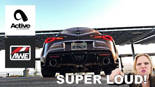 2020 Supra | AWE Tuning Track Exhaust w/ Active Autowerke Catted Downpipe