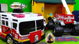 Fire Trucks for Kids! | Toy UNBOXING + Play Doh Compilation | JackJackPlays