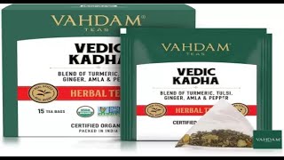 Vahdam Organic Vedic Kadha Tulsi, Ginger, Amla Herbal Tea Bags Box  (15 Bags) unboxing and review