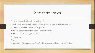 Syntax and Semantic Errors