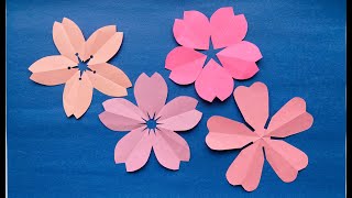 4 simple \u0026 easy paper cutting cherry blossoms/ DIY/ origami paper  flower