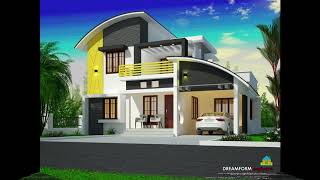 5 CENT PLOT 4 BEDROOM  HOUSE PLAN,1750 SQ.FT  HOUSE DESIGN,CURVE AND FLAT MIXED ROOF DESIGN