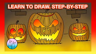 #AdArt - Learn how to draw Halloween Jack-O-lantern pumpkins 🎃step-by-step.