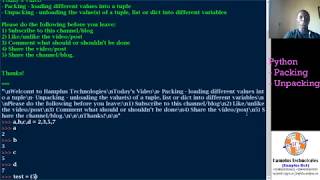 Python Programming - Packing & Unpacking 1