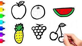 How to Draw Fruits for kids - Drawing and Coloring