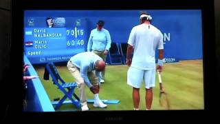 David Nalbandian angrily kicks Linesman and gets disqualified - Queens 2012 Final