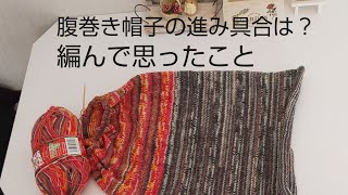 腹巻き帽子の進み具合