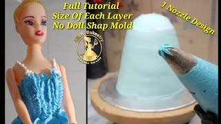 Doll Cake Decorating Tutorial / Barbie Doll Cake / Without Doll Shape Mold