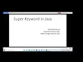 Super keyword in Java