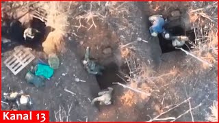 Russian digging trench was targeted by drone - his fellow soldiers abandoned him and ran away