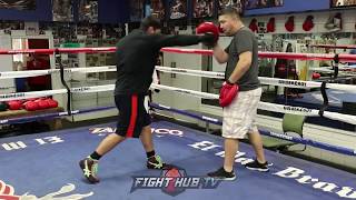 OMAR FIGUEROA LOOKING STRONG ON THE MITTS & HEAVY BAG - WORKS OUT HARD FOR ADRIEN BRONER