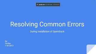 OpenStack: Installation Error Handling