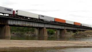 Epic must see shot bnsf z train at 70mph over the Arkansas river with a horn show.