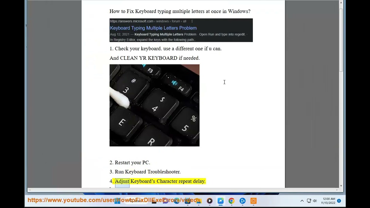 Fix Keyboard Typing Multiple Letters At Once In Windows - YouTube