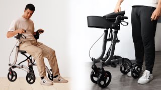 OrtoPrime Andador para Ancianos de Aluminio | Rollator Plegable con Asiento y Frenos