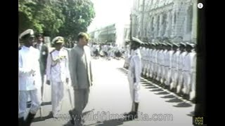 Rajiv Gandhi escapes an attempt on his life by a Sri Lankan Naval Cadet