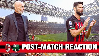Coach Pioli and Olivier Giroud | AC Milan v Sassuolo post-match reactions