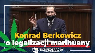 Konrad Berkowicz z jointem na mównicy o legalizacji marihuany