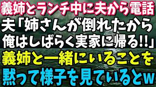 【スカッと】義姉とランチ中に夫から電話「姉さんが倒れたからしばらく実家に帰るから!!」義姉と一緒にいることを黙って様子を見ていると