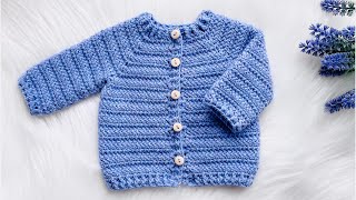 Easy Herringbone Stitch Baby Sweater pattern BEGINNER FRIENDLY Samy Cardigan by Crochet for Baby