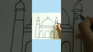 How To Draw Mosque Very Easy Drawing #Shorts