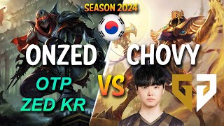 Onzed vs GEN Chovy - OTP ZED GRANDMASTER vs Chovy AZIR Mid - Patch 14.7 KR Ranked CHALLENGER lolrec