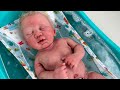 Silicone Baby’s First Bath 🛁 Realistic Doll Night Routine Roleplay