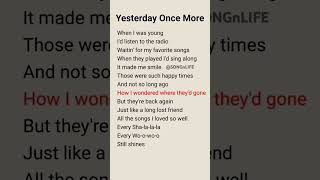 Yesterday Once More | The Carpenters #lyrics #english