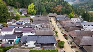 素材　大内宿　24　福島県　ドローン