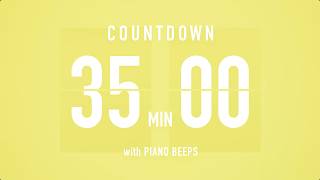 35 Minute Countdown Timer ⏳ Flip Clock with Piano Beeps 🎹🟡