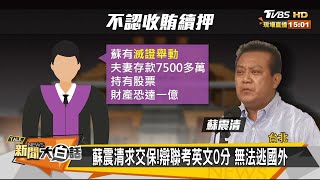 蘇震清求交保!辯聯考英文0分 無法逃國外 新聞大白話 20200922