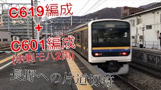 【209系初の8連廃車回送】C619編成+C601編成(余剰モハ)長野総合車両センターへ廃車回送